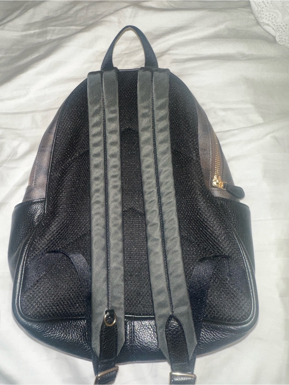 Coach Brown Signature Canvas and Black Leather Pocket Backpack - Picture 4 of 8